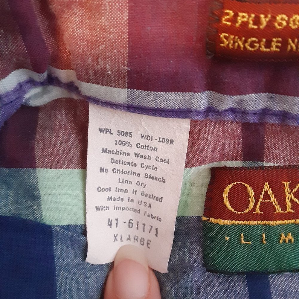 Oakton Limited Red Blue Yellow White Plaid Button Down Shirt size XL - Picture 4 of 10